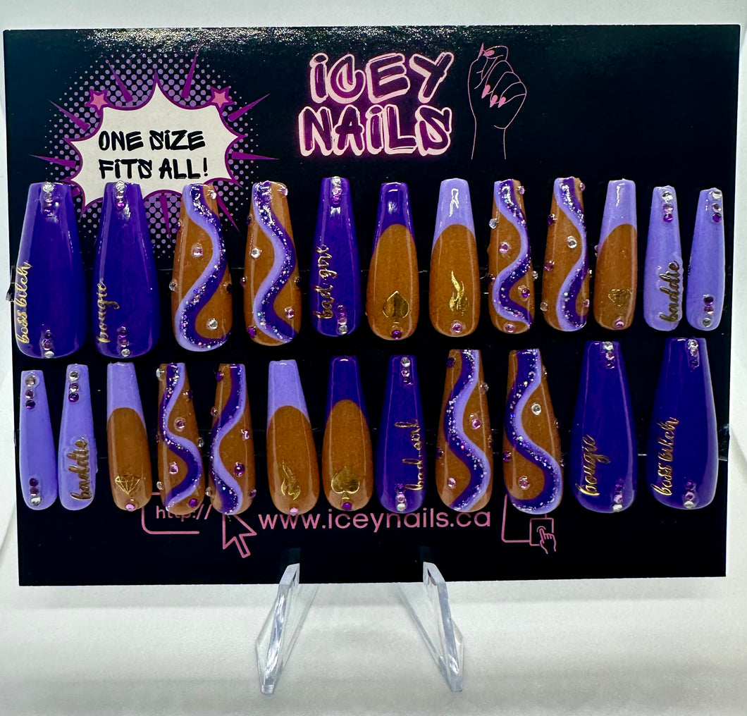 Purple Baddie Nails