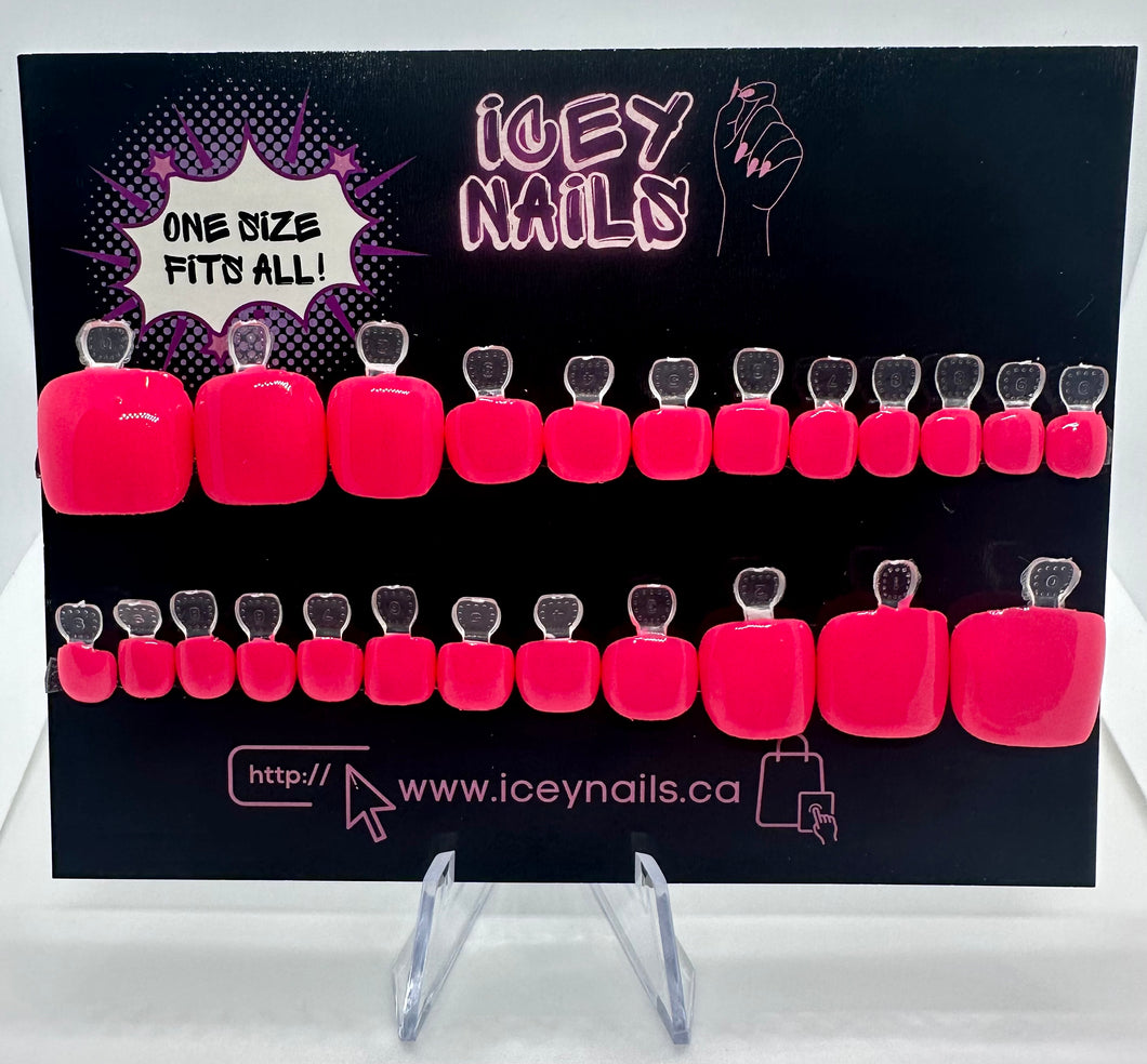 Neon Pink Toe Nails