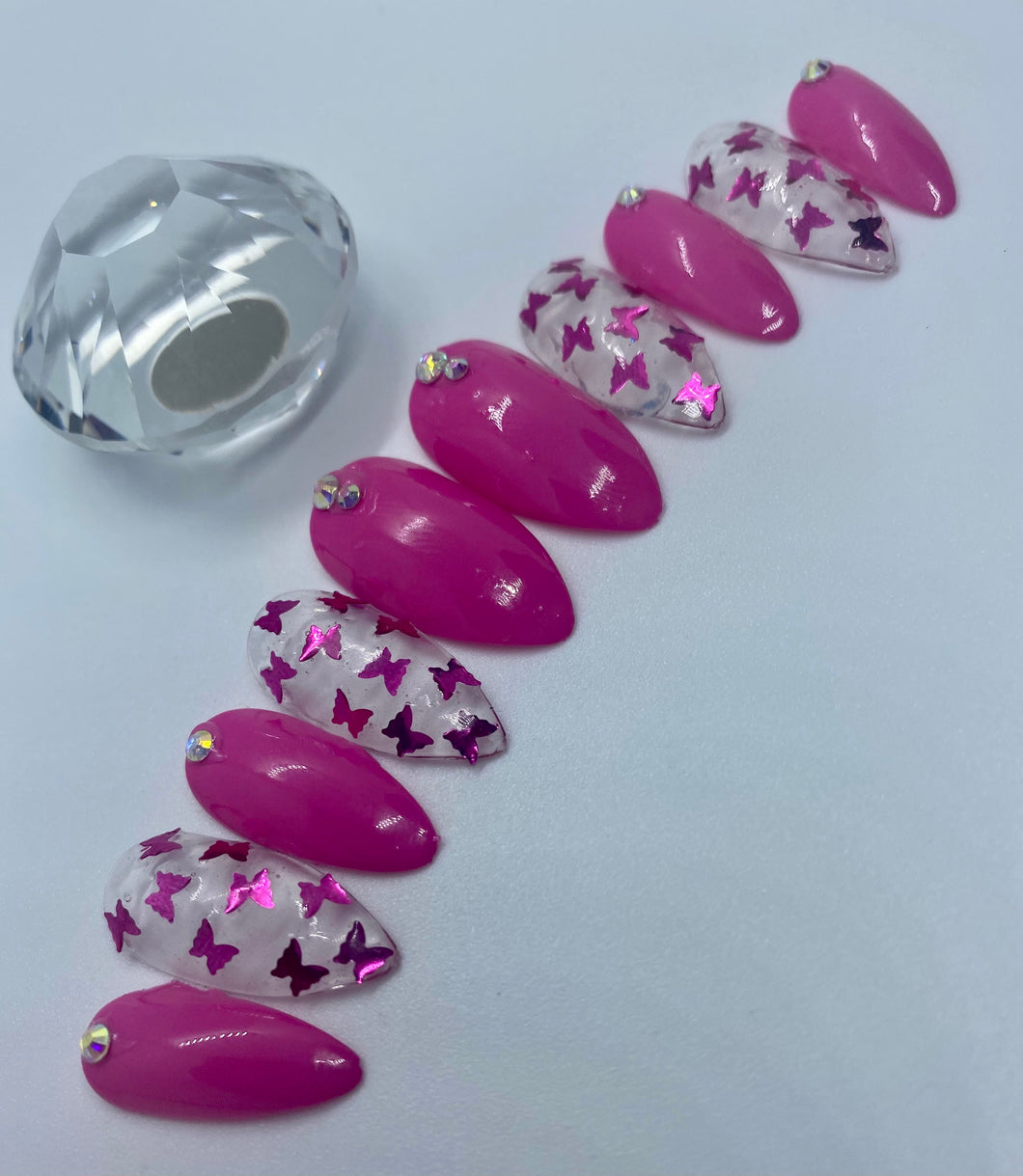 Pink Butterfly Nail Set