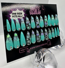 Load image into Gallery viewer, Mint Snowflake Nails
