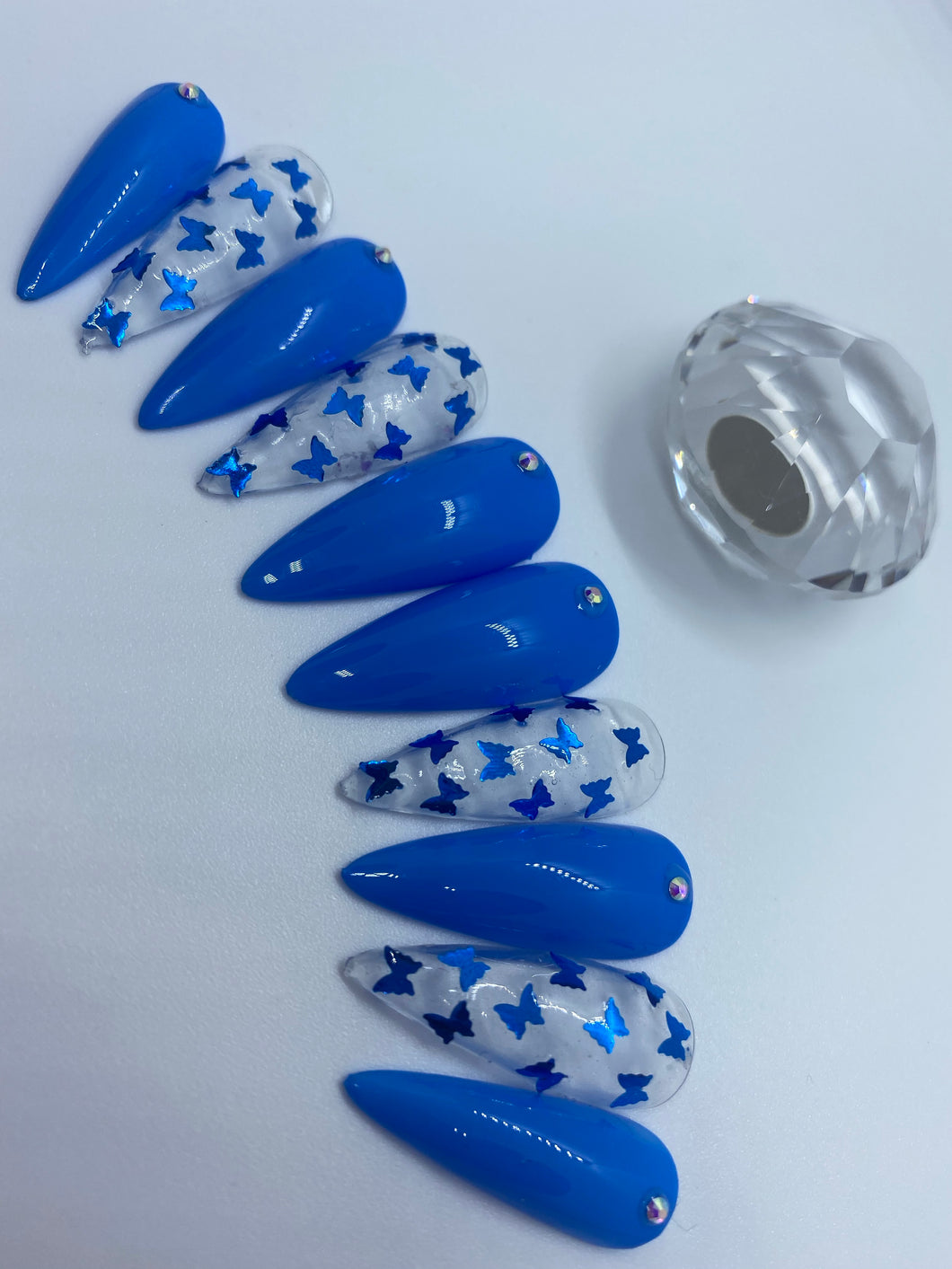 Dark Blue Butterfly Nail Set