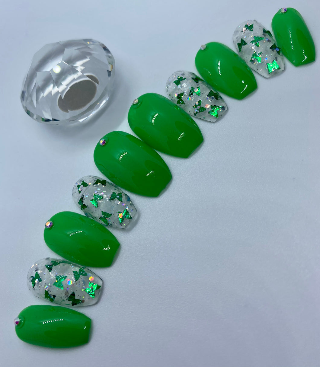 Green Butterfly Nail Set