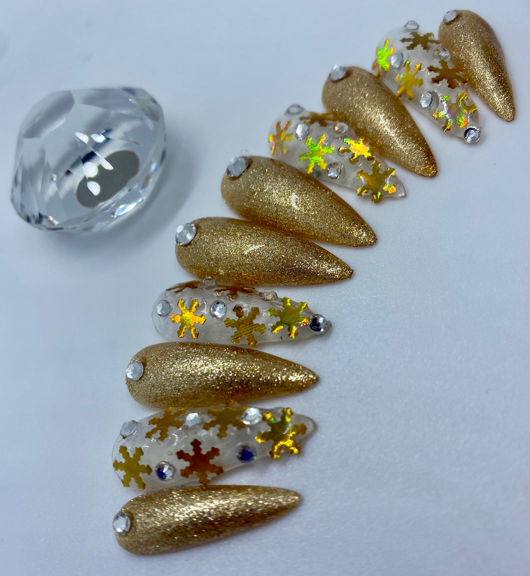 Gold Snowflake Nail Set