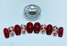 Load image into Gallery viewer, Dark Red Leaf Nail Set
