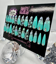 Load image into Gallery viewer, Mint Snowflake Nails
