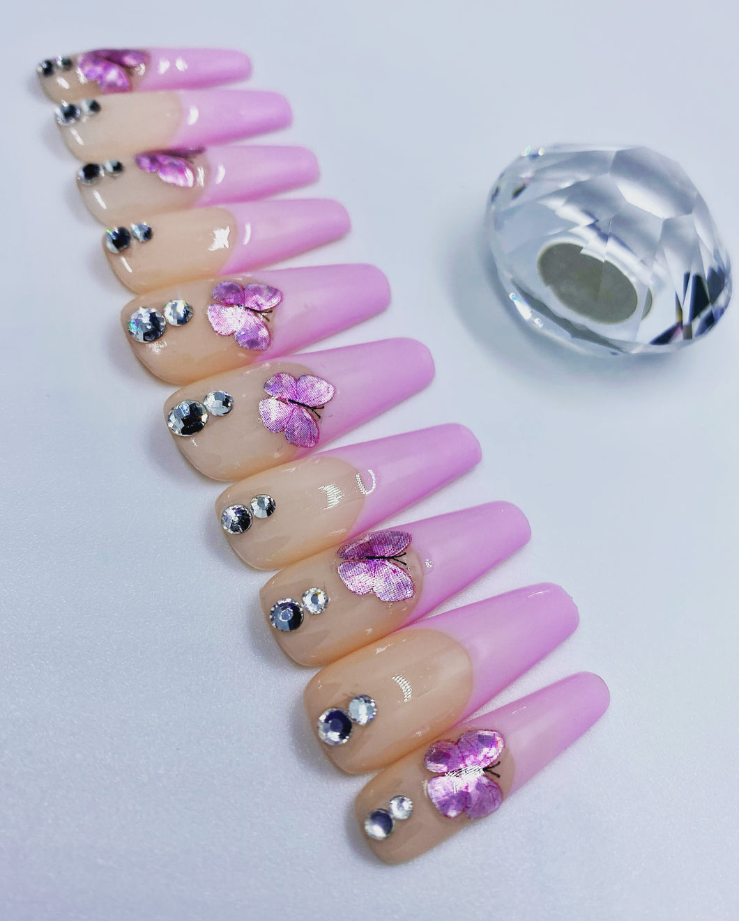 Pink Butterfly French Tips