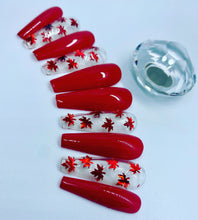 Load image into Gallery viewer, Red Leaf Nail Set
